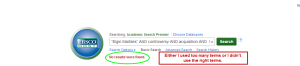 An Academic Search Premier search with no results